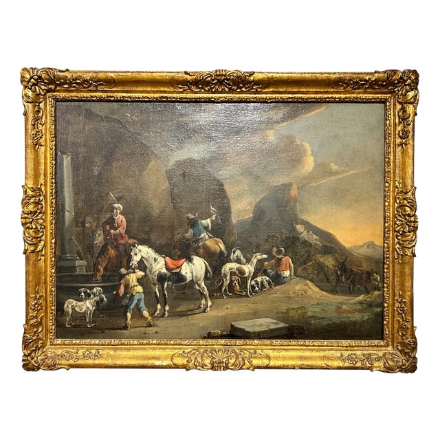 Simon Van Douw, Hunting Scene with Falconer, 1600s, Painting For Sale