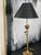 Black Vintage Brass Rose Table Lamp Twisted Vine Black Tole Shade Hollywood Regency For Sale - Image 8 of 12