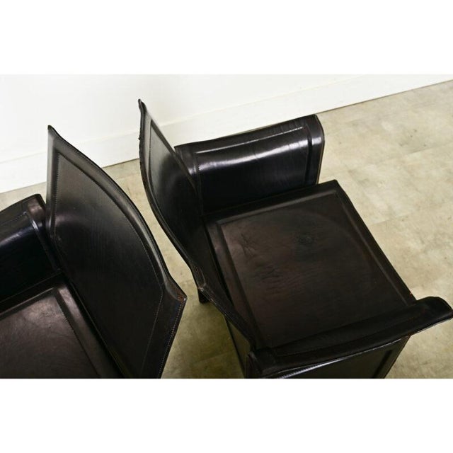 Vintage Italian Matteo Grassi Leather Armchairs - A Pair For Sale - Image 4 of 12