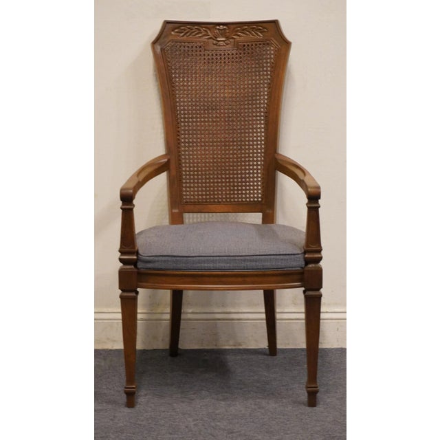 Late 20th Century Set of 2 Drexel Furniture Di Moda Collection Italian Neoclassical Tuscan Style Cane Back Dining Arm Chairs For Sale - Image 5 of 12
