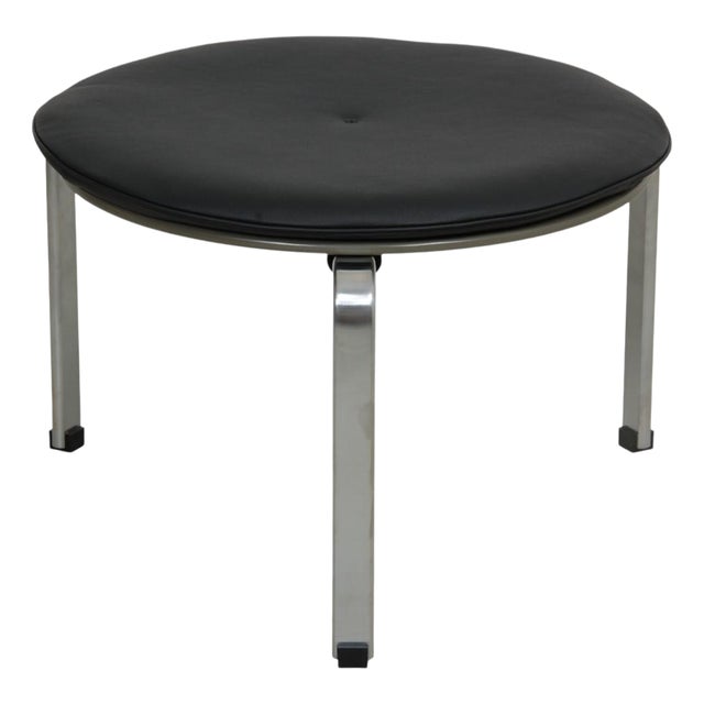 PK33 Stool in Black Bison Leather by Poul Kjærholm, 2000s For Sale