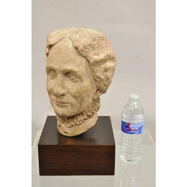 Vintage "Mrs. D. Somson" Ceramic Pottery Bust Sculpture by Jacobsen (Peppi) of Cokeville, WY on Mahogany Base. Circa Late...