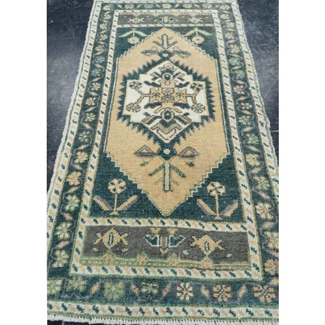 Turkish Mini Rug Oriental Hand Knotted Vintage Rug 1'8" x 3'4" #16891 For Sale In Houston - Image 6 of 8