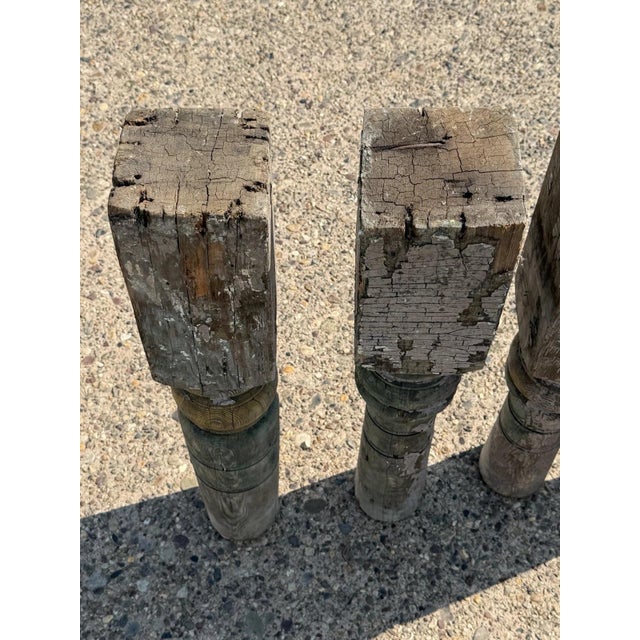 Mid 19th Century Antique French Farmhouse Turn Carved Wooden Baluster Spindle Table Legs Set of 4 For Sale - Image 5 of 17