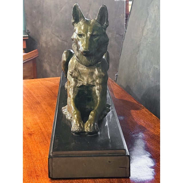 French French Alsatian Dog Sculpture of Patinated Bronze by Jules Edmond Masson For Sale - Image 3 of 12