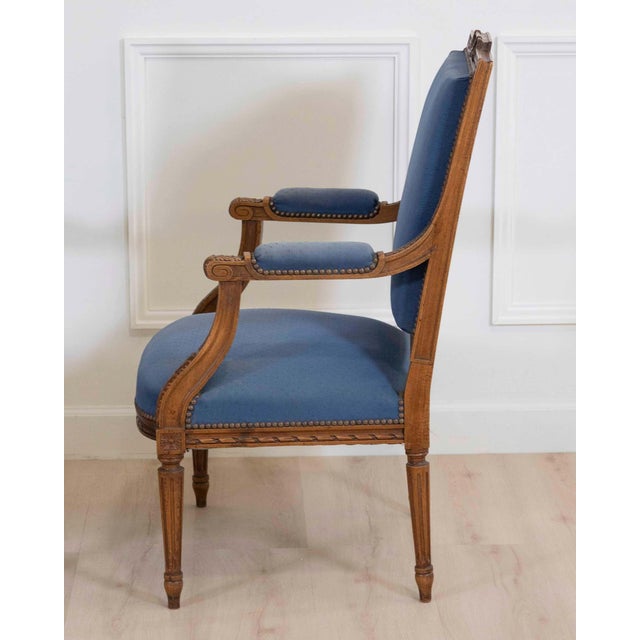 Mid 20th Century Set Of Four Louis XVI Style Armchairs In Natural Wood For Sale - Image 18 of 18