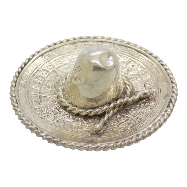 Vintage Mexican Handmade Genuine Sterling Silver 925 Traditional Sombrero Hat For Sale