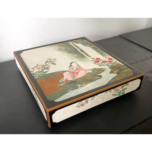 Paint Japanese Meiji Period Lacquer Suzuribako Writing Box For Sale - Image 7 of 13