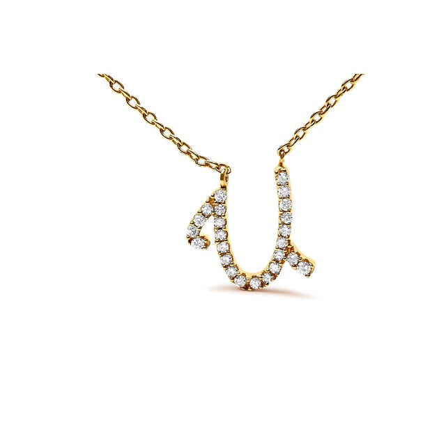 Embrace the elegance of personalization with this stunning 10K Yellow gold pendant, delicately crafted into a flowing...
