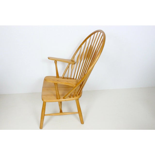 1970s Vintage Hans Wegner Style Ash Peacock Arm Chair For Sale - Image 11 of 13