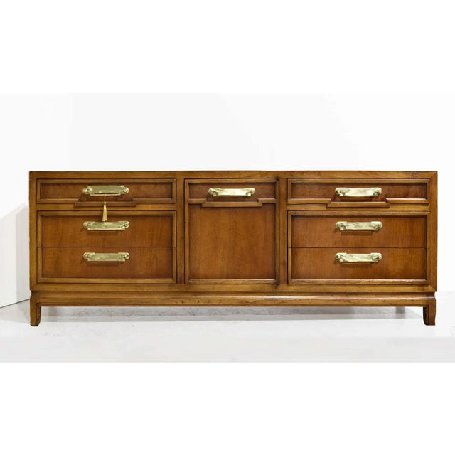 Mid 20th Century Mid-Century Campaign Style Credenza by Fancher Furniture — 9 Drawers For Sale - Image 5 of 12