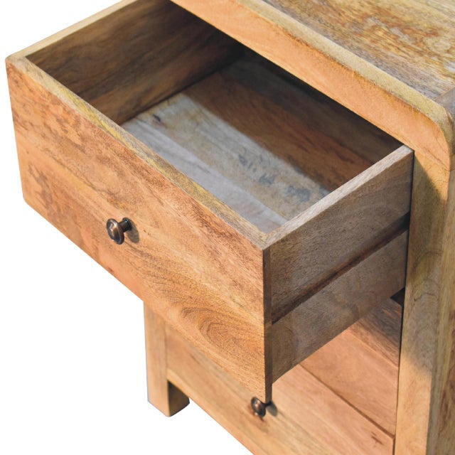 Solid Mango Wood 3-Drawer Bedside Table For Sale - Image 4 of 8
