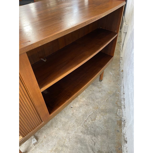 Danish Mid Century Modern Tambour Door Desk With Side Bar For Sale - Image 14 of 14