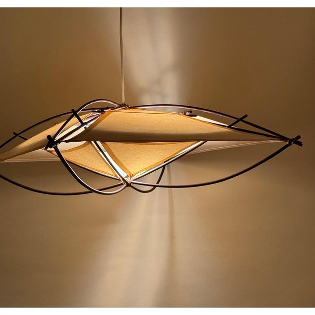 Mid-Century Modern Architectural Ceiling Light in Bamboo and Textile, 1970s For Sale - Image 14 of 16