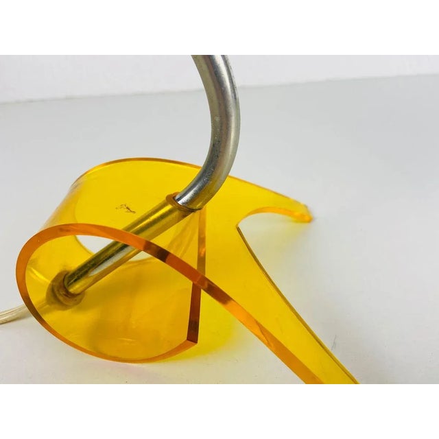 Glass White and Orange Acrylic Glass Table Lamp, 1970s For Sale - Image 7 of 11