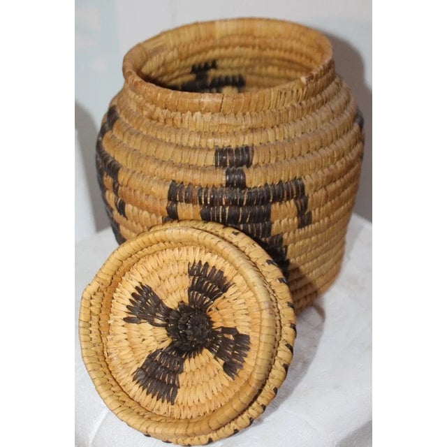 Indian Papago Indian Pictorial Lidded Basket For Sale - Image 3 of 6