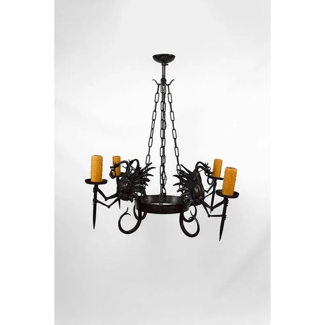 Italian Wrought Iron Chandelier with Dragons, 1890s For Sale - Image 13 of 13