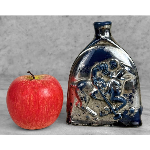 A Traditional Equestrian / Polo Spur Blue and Silver Flask Vase, c. Mid 20th Century - Pairs Nicely with Many Traditional...