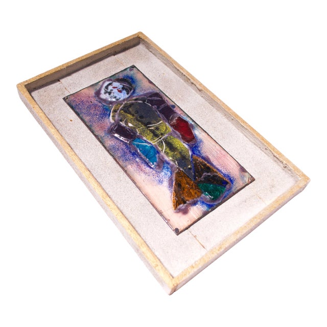 Abstract Figural Enamel on Copper Panel Artist Signed For Sale