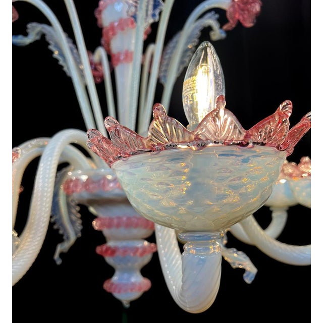 Vintage Venetian Light Blue and Pink Chandelier, 1950s For Sale - Image 13 of 18