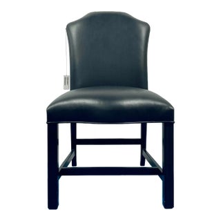 Maitland-Smith Transitional Black Leather Side Chair For Sale