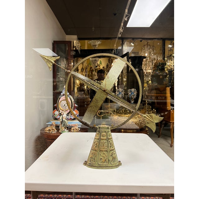 Verdigris Bronze Armillary With Verdigris Patina Depicting Signs of the Zodiac For Sale - Image 8 of 13