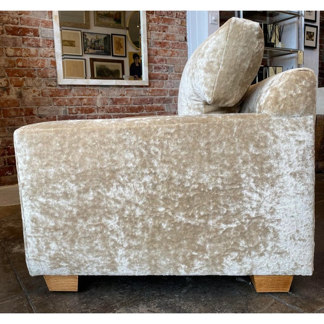 Mid 20th Century Sofa in Holly Hunt Toffee Velvet Linen - Reupholstered MCM For Sale - Image 5 of 11