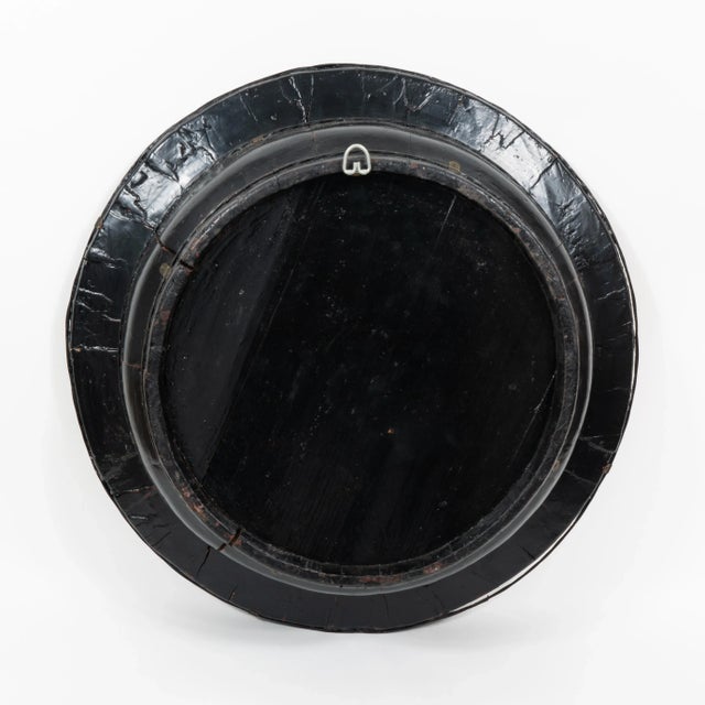 19th Century Chinese Circular Black Lacquered Basin Fitted With Mirror For Sale - Image 4 of 5