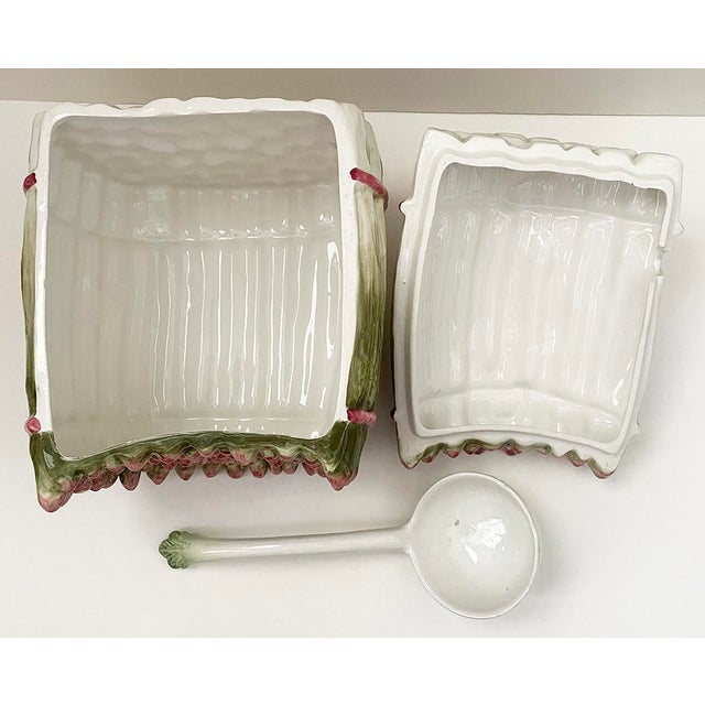 1980s Large Majolica Asparagus Soup Tureen With Ladle Chairish