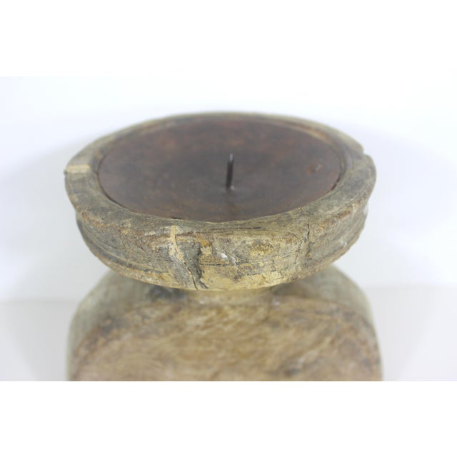 Tan Vintage Wood and Metal Seed Sorter Candleholder For Sale - Image 8 of 11