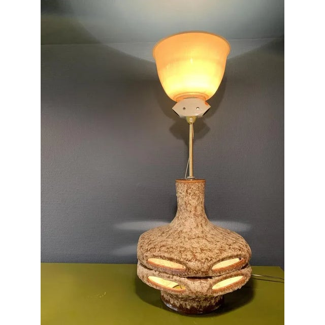 Mid-Century West German Stoneware Large Brutalist Lamp in the Style of Scheurich or Bay For Sale - Image 11 of 16