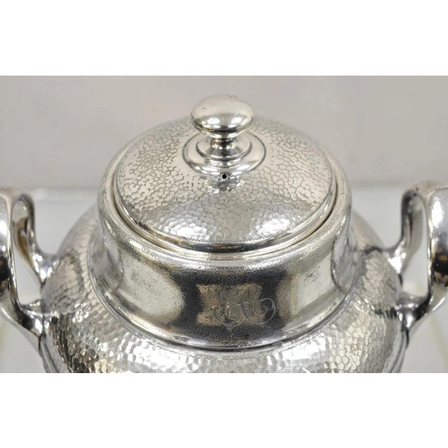 Antique Victorian Silver Plated Hand Hammered Samovar Coffee Pot Water Warmer For Sale - Image 4 of 11