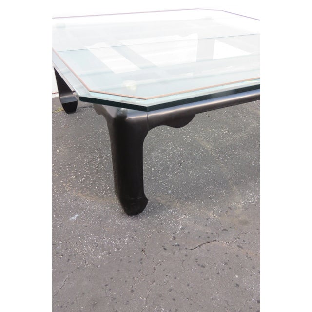 Hollywood Regency Hollywood Regency Black Painted Glass Top Coffee Table 1577 For Sale - Image 3 of 13