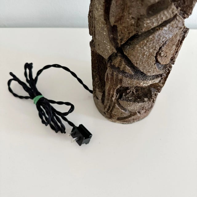 Pair Brutalist Mid Century Lamps Signed For Sale - Image 11 of 12