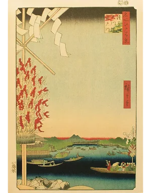 Utagawa Hiroshige "Asakusa River, Great Riverbank, Miyato River" 1940s Reproduction Print N38