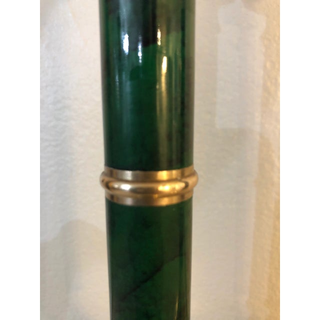 Mid-Century Modern Vintage Faux Malachite and Brass Candlesticks by Andrea by Sadek - a Pair For Sale - Image 3 of 8