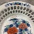 Hollywood Regency Vintage Asian Hand-Painted Peony With Open Work Porcelain Bowl in Blue & Salmon, Signed. For Sale - Image 3 of 9