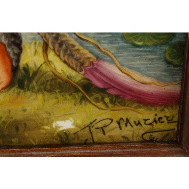 KPM Porcelain Vintage Framed Hand Painted Kpm Style Porcelain - Artist Signed For Sale - Image 4 of 5