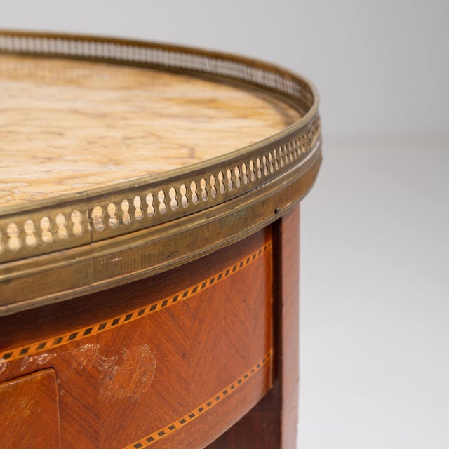 Louis XVI Bouillotte Coffee Table with Marble Top and Brass Accents, Neoclassical Style, France, Early 20th Century For Sale - Image 14 of 17