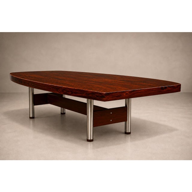 Brazilian Modern "Beg" Dining Table in Brazilian Rosewood and Chrome by Sergio Rodrigues, Brazil, 1960s For Sale In New York - Image 6 of 18