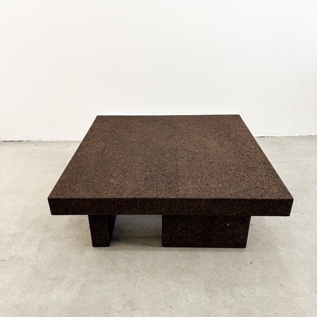 1970s Vintage 1970s Mid-Century Modern Square Chocolate Cork Coffee Table For Sale - Image 5 of 10