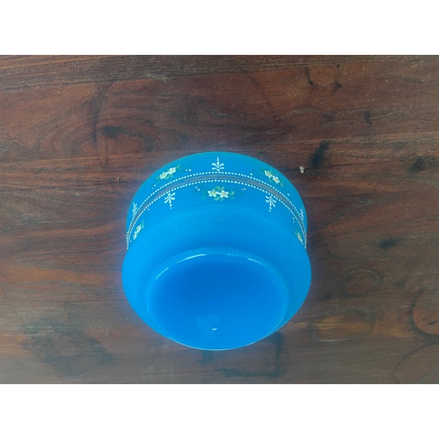 Antique French Art Nouveau Blue Opaline Glass Bowl For Sale - Image 4 of 5