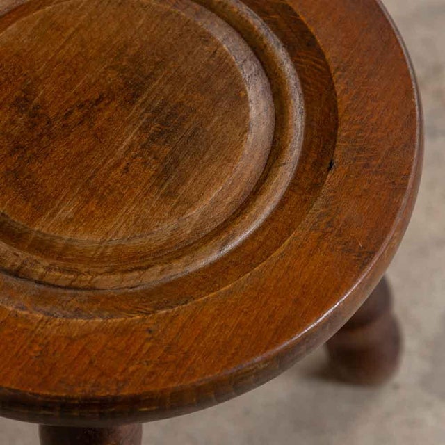 Brown 1950s French Wood Tripod Stool For Sale - Image 8 of 9