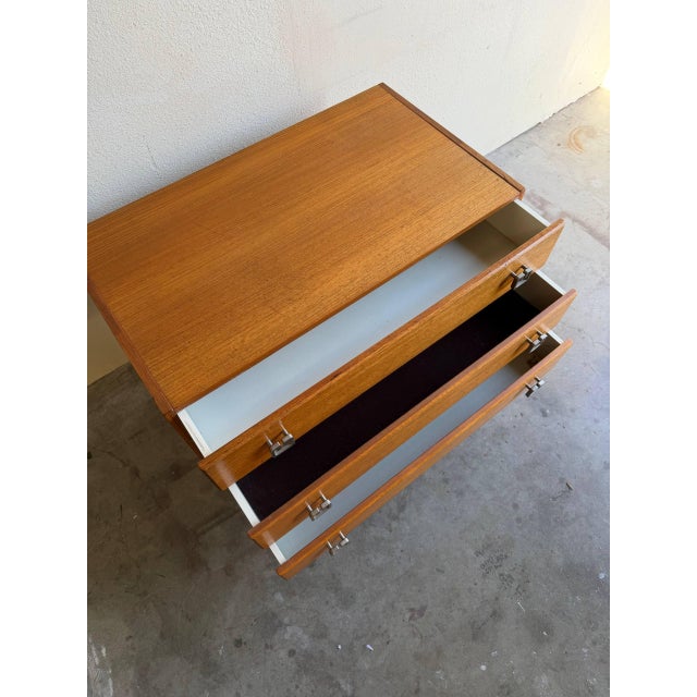 Mid Century Danish Modern Teak Chest of Drawers – 3 Drawer Vintage Scandinavian Dresser 1960s For Sale - Image 4 of 9