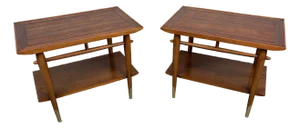 Mid 20th Century Lane Alta Vista Walnut and Brass End Tables