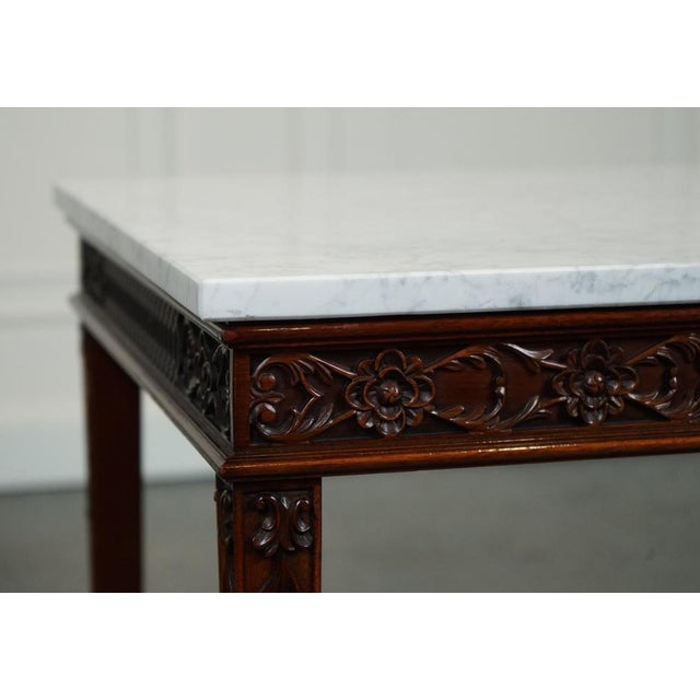 Chippendale Style Console Tables with White Carrara Marble Tops, Set of 2 For Sale - Image 15 of 18