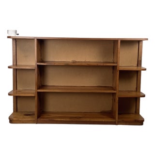 Vintage Low Open Bookcase in Pine For Sale