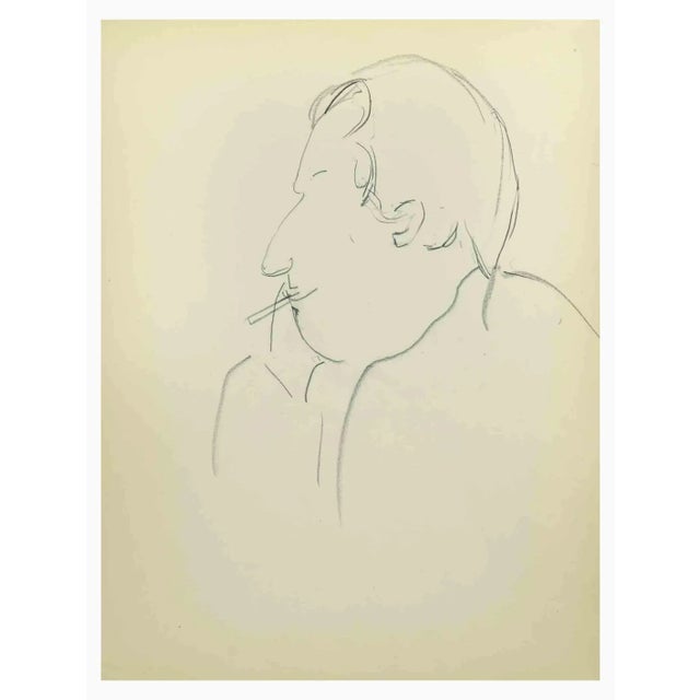 Sketch for a Portrait is a drawing on paper realized in the Mid-20th Century by Flor David. Pencil on Creamy-colored...