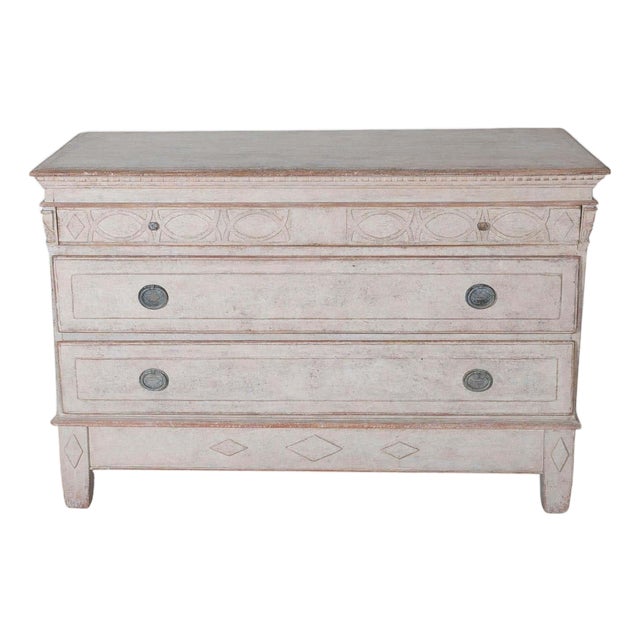 Antique Danish Painted Chest of Drawers in Antique White, Early 19th Century For Sale