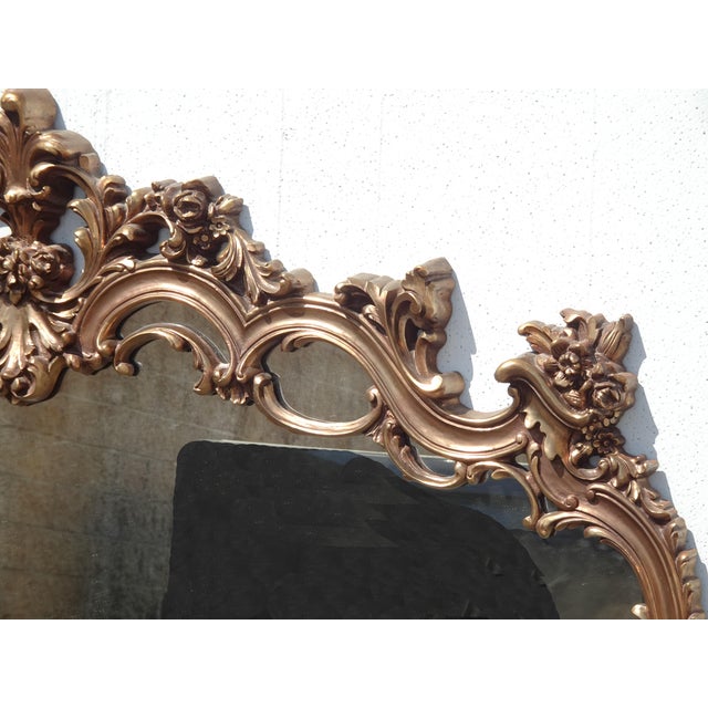 Vintage Italian French Rococo Louis XVI Gold Ornate Wall Mantle Mirror For Sale In Los Angeles - Image 6 of 17